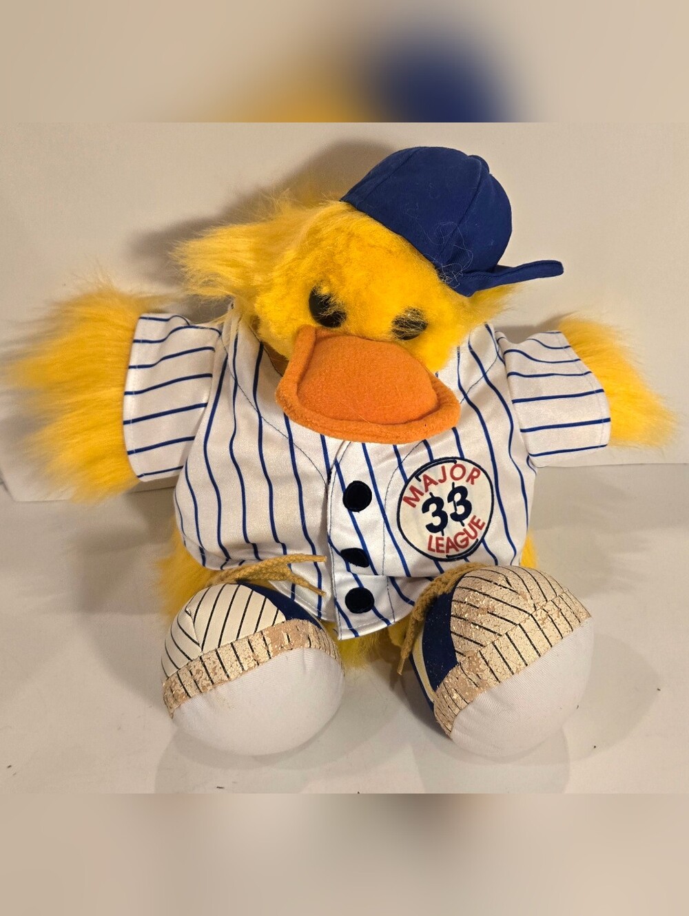 Vintage Ganz Mickey Yellow Fur Plush Duck #33 Baseball Outfit Stuffed Toy 1988